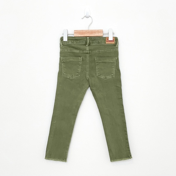 Zara Kids Olive Green Denim Pants - Picture 3 of 7